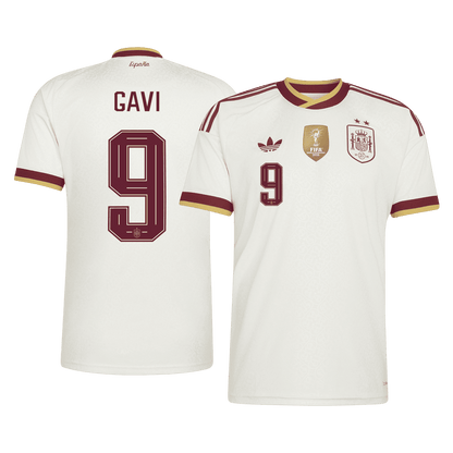 GAVI #9 Espagne Extérieur Maillot 2 Stars - Champion Edition - Coupe du Monde 2026 Blanc