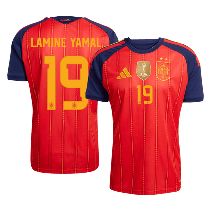 LAMINE YAMAL #19 Espagne Domicile Maillot - Coupe du Monde 2026 Rouge Joueur