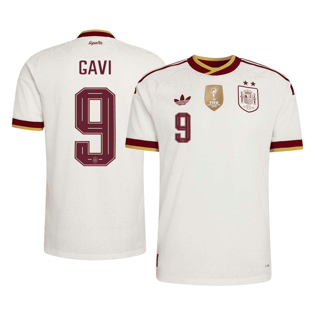 GAVI #9 Espagne Extérieur Maillot - Coupe du Monde 2026 Blanc Joueur