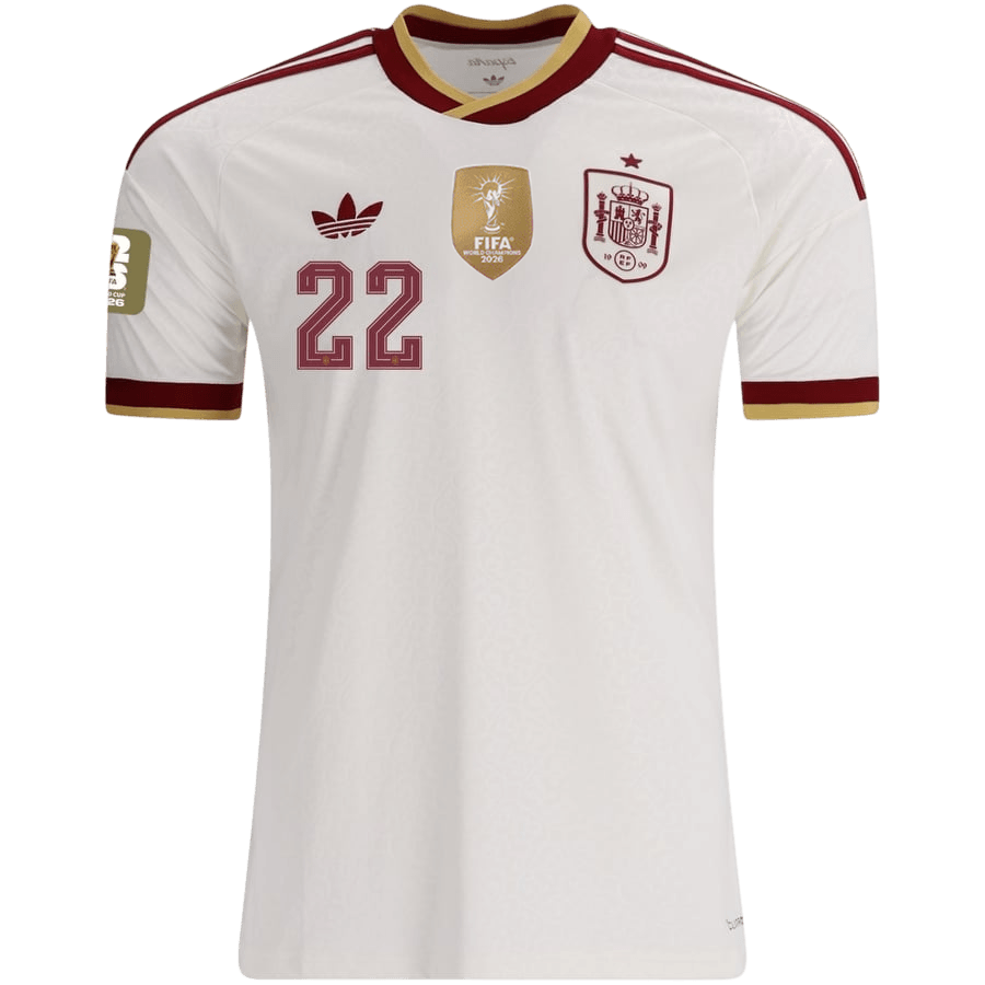 CUBARSÍ #22 Espagne Extérieur Maillot - Coupe du Monde 2026 Blanc Joueur