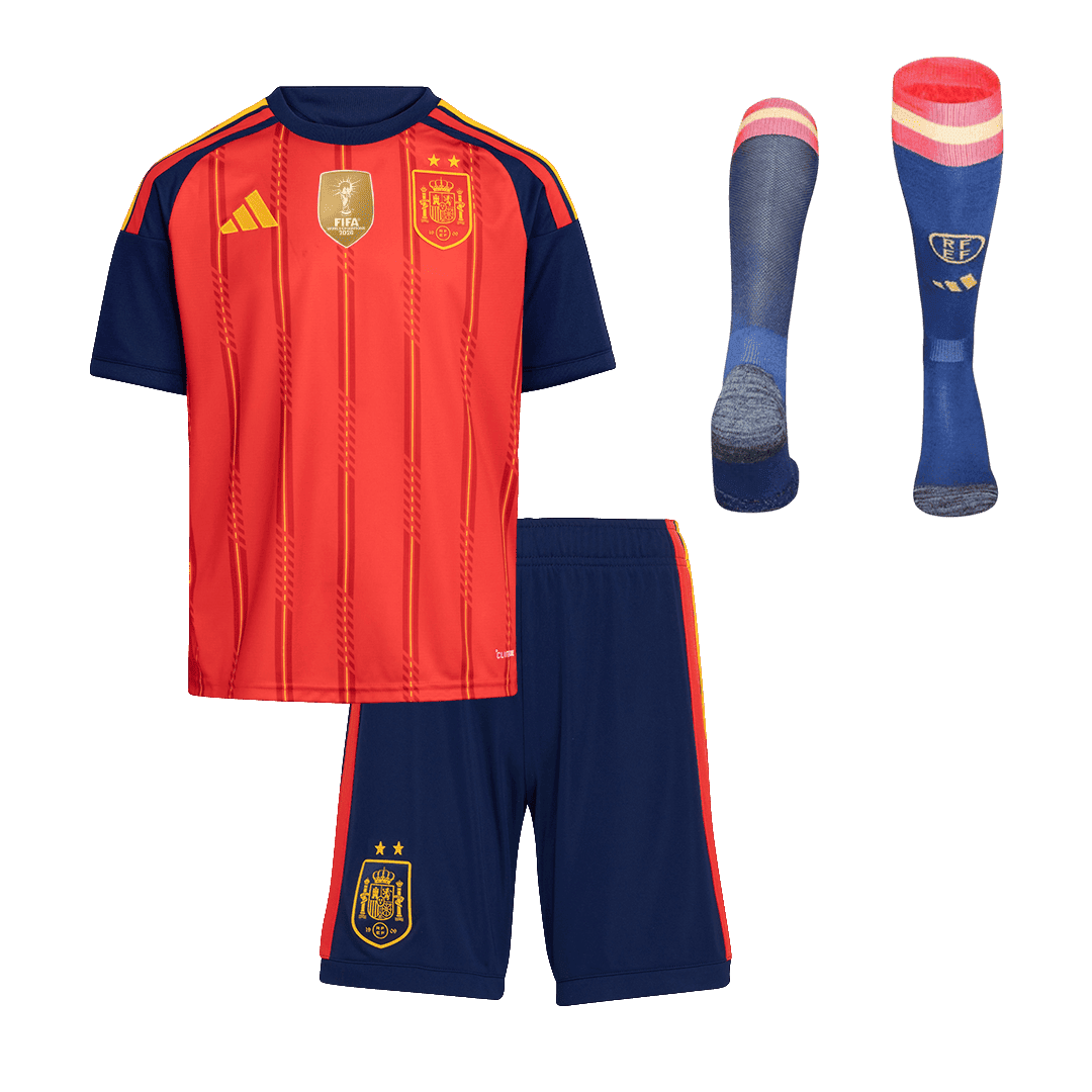Espagne Domicile Maillot 2 Stars - Champion Edition Kit - Coupe du Monde 2026 Enfant Rouge