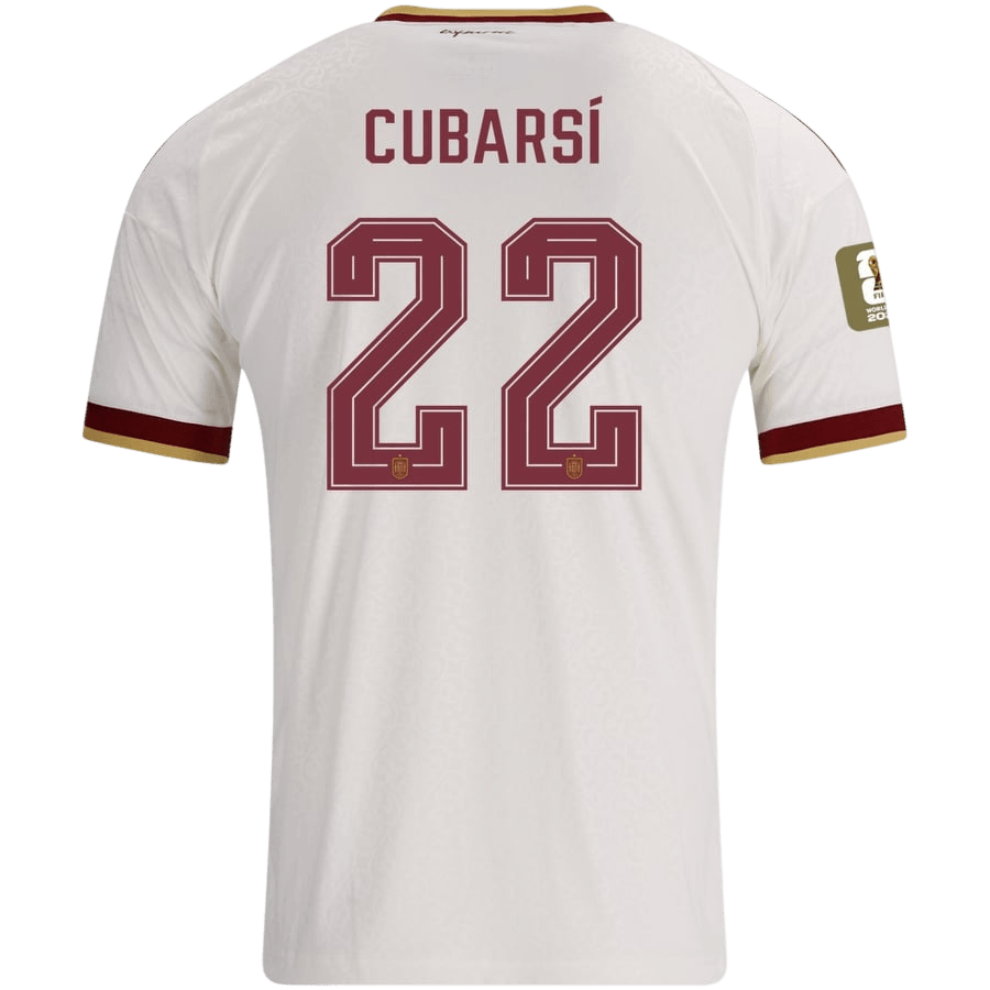 CUBARSÍ #22 Espagne Extérieur Maillot 2 Stars - Champion Edition - Coupe du Monde 2026 Blanc