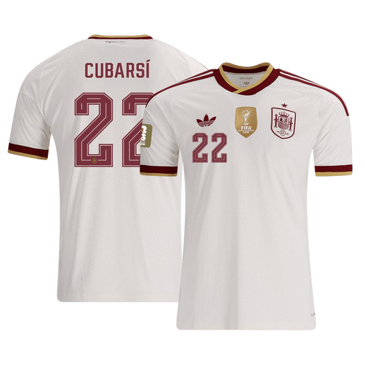 CUBARSÍ #22 Espagne Extérieur Maillot - Coupe du Monde 2026 Blanc Joueur